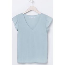 Bluzka z wiskozy - Turkusowy. Niebieskie bluzki damskie Sinsay, s, bez wzorów, z wiskozy, bez kołnierzyka, bez rękawów. Za 29,99 zł.
