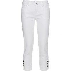 Jeansy damskie: Dżinsy ze stretchem, z guzikami SLIM bonprix biały twill