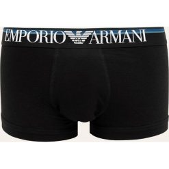 Emporio Armani - Bokserki. Czarne bokserki męskie Emporio Armani, bez wzorów, z elastanu. W wyprzedaży za 99,90 zł.
