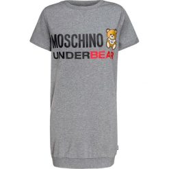 Sukienka MOSCHINO UNDERWEAR. Szare sukienki damskie Moschino Underwear, z nadrukiem, z bawełny, bez kołnierzyka, bez rękawów. W wyprzedaży za 504,00 zł.