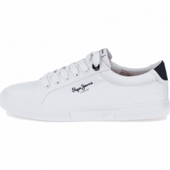 Pepe Jeans tenisówki męskie Kenton Basic Man PMS30604 42 białe. Białe trampki męskie Pepe Jeans, bez wzorów, z jeansu, bez zapięcia. W wyprzedaży za 169,00 zł.