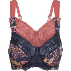 Biustonosz bez fiszbinów (2 szt.) bonprix z nadrukiem paisley + rabarbarowy. Niebieskie biustonosze bonprix, z nadrukiem. Za 75,98 zł.