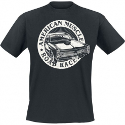 King Kerosin American Muscle T-Shirt czarny. Czarne t-shirty męskie marki King Kerosin, l, z nadrukiem, z bawełny, z okrągłym kołnierzem. Za 79,90 zł.