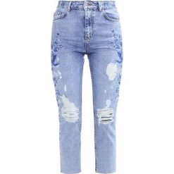 Topshop Jeansy Slim Fit blue. Niebieskie rurki damskie marki Topshop, z bawełny. W wyprzedaży za 186,45 zł.