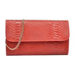 Kopertówki damskie: Skórzana kopertówka w kolorze czerwonym – (S)25,5 x (W)15 cm