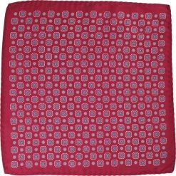 Bordowa Elegancka Męska Poszetka -ALTIES- Wzór Geometryczny POSZALTTANIA0292. Czerwone poszetki męskie Alties, w geometryczne wzory, z materiału, eleganckie. Za 16,90 zł.