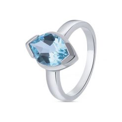 Wyjątkowy Srebrny Pierścionek - srebro 925, Blue topaz. Szare pierścionki damskie W.KRUK, z topazem, srebrne. Za 179,00 zł.