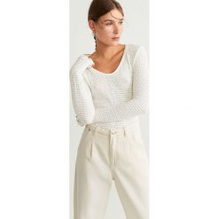 Mango - Longsleeve Bambo. Białe bluzki damskie Mango, s, bez wzorów, z elastanu, z okrągłym kołnierzem. Za 79,90 zł.
