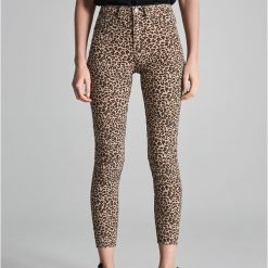 Spodnie skinny z wysokim stanem - Brązowy. Pomarańczowe spodnie damskie Sinsay, s, z podwyższonym stanem. Za 39,99 zł.