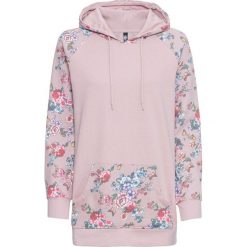 Bluza z kapturem bonprix matowy jasnoróżowy w kwiaty. Fioletowe bez kategorii marki bonprix, z nadrukiem, z kapturem. Za 74,99 zł.