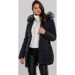 Granatowa Kurtka Armadale. Niebieskie kurtki damskie Renee, na zimę, s, bez wzorów, z futra, eleganckie, długie, bez kaptura. Za 229,99 zł.