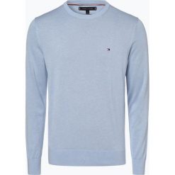 Tommy Hilfiger - Sweter męski z dodatkiem jedwabiu, niebieski. Niebieskie swetry męskie marki TOMMY HILFIGER, m, bez wzorów, z dzianiny, bez kołnierzyka, bez kaptura. Za 449,95 zł.