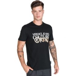 Versace Jeans Couture Koszulka Czarny. Czarne podkoszulki męskie Versace Jeans Couture, m, z nadrukiem, z bawełny, z krótkim rękawem. Za 467,95 zł.