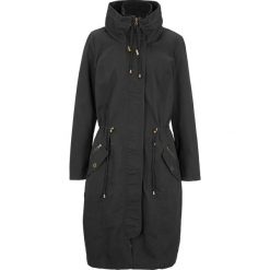 Parka ze stójką i zaznaczoną talią bonprix czarny. Czarne parki damskie bonprix, bez wzorów, bez kaptura. Za 239,99 zł.