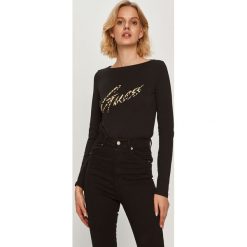 Guess Jeans - Longsleeve. Niebieskie bluzki damskie Guess Jeans, s, z aplikacjami, z elastanu, casualowe, bez kołnierzyka. Za 219,90 zł.