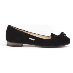 Klasyczne baleriny z frędzlami - skóra naturalna - model 009 - kolor czarny welur. Czarne baleriny damskie Zapato, bez wzorów, ze skóry, eleganckie, na niskim obcasie, na obcasie. W wyprzedaży za 209,30 zł.