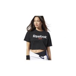 T-shirty z krótkim rękawem Reebok Sport Koszulka Training Essentials Linear Logo Crop Tee. Czarne bluzki sportowe damskie Reebok Sport, s, bez wzorów, bez kołnierzyka, bez rękawów, bez kaptura, climacool (adidas). Za 89,95 zł.