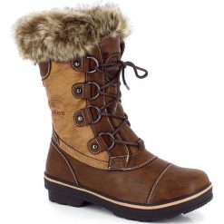 Kozaki "Megeve" w kolorze brązowym. Brązowe buty zimowe damskie Kimberfeel. W wyprzedaży za 346,95 zł.