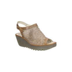 Sandały Fly London Sandały skórzane na koturnie P500734007. Szare koturny damskie marki Fly London, bez wzorów, bez obcasa, na koturnie, bez zapięcia. Za 319,99 zł.