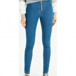 Jeansy super skinny z wysokim stanem - Niebieski. Niebieskie spodnie z wysokim stanem Sinsay, z jeansu. Za 59,99 zł.