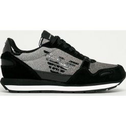 Emporio Armani - Buty. Niebieskie buty sportowe damskie Emporio Armani, ze skóry. Za 839,90 zł.
