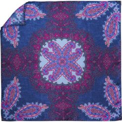 Niebiesko-fioletowa jedwabna poszetka - orientalny wzór EJ18. Niebieskie poszetki męskie Adam Collection - Krawaty i dodatki, bez wzorów, z jedwabiu, casualowe. Za 75,00 zł.