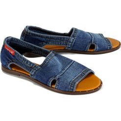 LANQIER 42C0193 jeans, sandały damskie. Sandały damskie Lanqier, bez wzorów, z jeansu, na niskim obcasie, na obcasie, bez zapięcia. Za 199,90 zł.