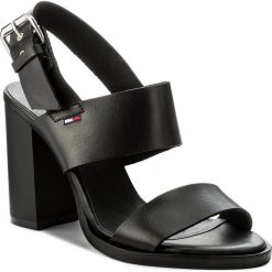 Sandały damskie: Sandały TOMMY JEANS – Cool Leather Heeled Sandal EN0EN00215 Black 990