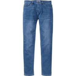 Dżinsy dresowe Regular Fit Tapered bonprix niebieski "used". Niebieskie jeansy męskie regular bonprix, z dresówki. Za 79,99 zł.