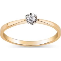 Piękny Pierścionek Złoty - złoto 585, Brylant 0,05ct. Żółte pierścionki damskie W.KRUK, z brylantem, złote. Za 1490,00 zł.