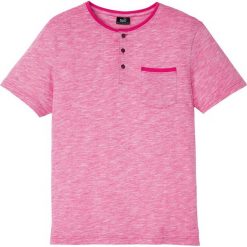 Shirt z dekoltem henley melanżowy, krótki rękaw bonprix różowy melanż. Różowe koszulki męskie bonprix, xl, bez wzorów, bez kołnierzyka, z krótkim rękawem, krótkie. Za 64,99 zł.