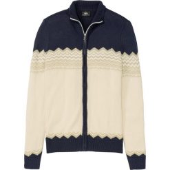 Sweter rozpinany w norweski wzór bonprix ciemnoniebieski. Niebieskie swetry męskie bonprix, s, bez wzorów. Za 89,99 zł.