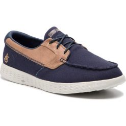 Półbuty SKECHERS - High Seas 53803/NVY Navy. Niebieskie półbuty męskie Skechers, na co dzień, bez wzorów, ze skóry ekologicznej, eleganckie, bez zapięcia. W wyprzedaży za 209,00 zł.