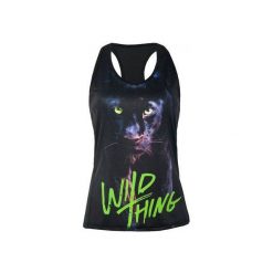 TOP PANTHER. Czarne topy damskie Feelj!, s, z nadrukiem, z dzianiny, bez rękawów, na fitness i siłownię. Za 129,00 zł.