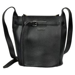 Skórzana torebka w kolorze czarnym - (S)23 x (W)20 x (G)25 cm. Czarne torebki klasyczne damskie Bosccolo, w paski, ze skóry. W wyprzedaży za 269,95 zł.
