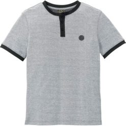 Shirt "henley" bonprix czarno-biały melanż. Czarne koszulki męskie bonprix, s, z aplikacjami, bez kołnierzyka, bez rękawów. Za 54,99 zł.