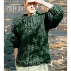 Sweter na grubych drutach 100% wełna. Szare swetry męskie Pakamera, m, bez wzorów, z wełny, bez kołnierzyka, bez kaptura. Za 779,00 zł.