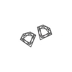Kolczyki damskie: KOLCZYKI – CLASSIC DIAMOND STUD – CZARNE SREBRO