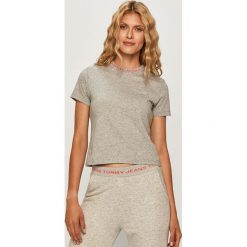 Tommy Jeans - T-shirt. Szare bluzki damskie Tommy Jeans, s, z nadrukiem, z bawełny, casualowe, z okrągłym kołnierzem. Za 179,90 zł.