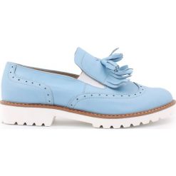Półbuty - skóra naturalna - model 247 - kolor niebieski. Niebieskie półbuty damskie Zapato, bez wzorów, ze skóry, bez obcasa, bez zapięcia. W wyprzedaży za 173,40 zł.