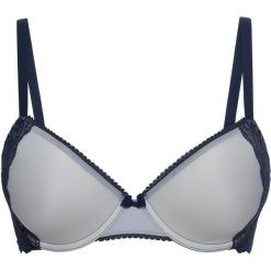 Biustonosz usztywniany bonprix matowy srebrny - ciemnoniebieski. Szare biustonosze bardotka bonprix, z koronki. Za 32,99 zł.