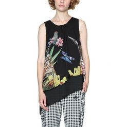 Desigual Bluzka Damska Bluse Antonella 18Swbw80 2000 (Rozmiar M). Szare bluzki damskie marki Desigual, m, bez wzorów, bez kołnierzyka, bez rękawów. W wyprzedaży za 128,00 zł.