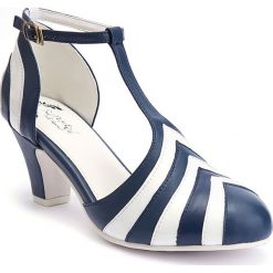 Buty ślubne damskie: Czółenka "Ava" w kolorze granatowo-białym