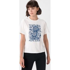 Pepe Jeans Alissa Koszulka Biały. Białe koszulki damskie Pepe Jeans, l, z nadrukiem, z bawełny, bez kołnierzyka, z krótkim rękawem. Za 157,95 zł.