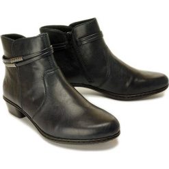 RIEKER Y0781-14 blue, botki damskie. Niebieskie botki damskie Rieker, z polaru, bez obcasa, na obcasie, na zamek. Za 259,90 zł.