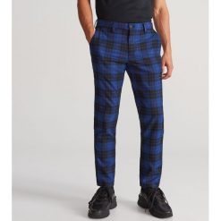 Spodnie chino w kratę - Granatowy. Niebieskie spodnie damskie Reserved, m, bez wzorów. Za 169,99 zł.