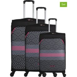 Walizki (3 szt.) "Diamond" w kolorze czarnym. Czarne walizki Lulu Castagnette, bez wzorów, z poliesteru. W wyprzedaży za 505,95 zł.