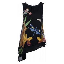Desigual Top Damski M Czarny. Czarne koszulki damskie marki Desigual, m, bez wzorów, z asymetrycznym kołnierzem, bez rękawów. W wyprzedaży za 186,00 zł.