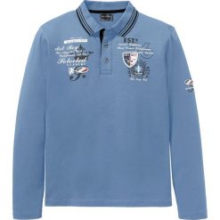 Shirt polo, długi rękaw bonprix niebieski dżins. Niebieskie koszulki męskie bonprix, s, z aplikacjami, z długim rękawem. Za 49,99 zł.