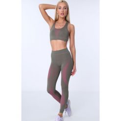 Legginsy bezszwowe khaki-różowe MR81199. Różowe legginsy damskie Fasardi, s, bez wzorów. Za 69,00 zł.